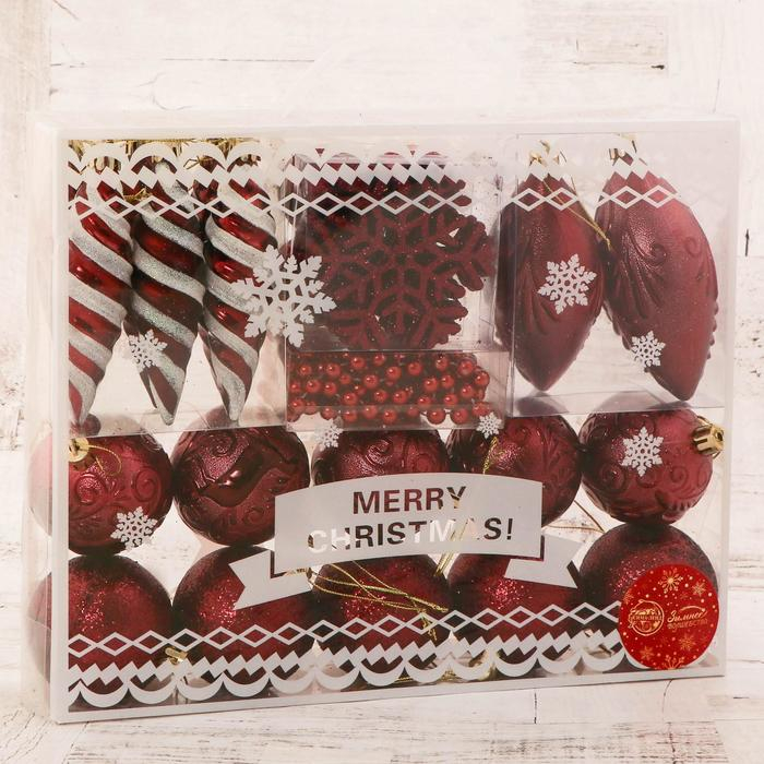 Набор украшений пластик 27 шт Набор украшений пластик 27 шт "Чудесный день" красный