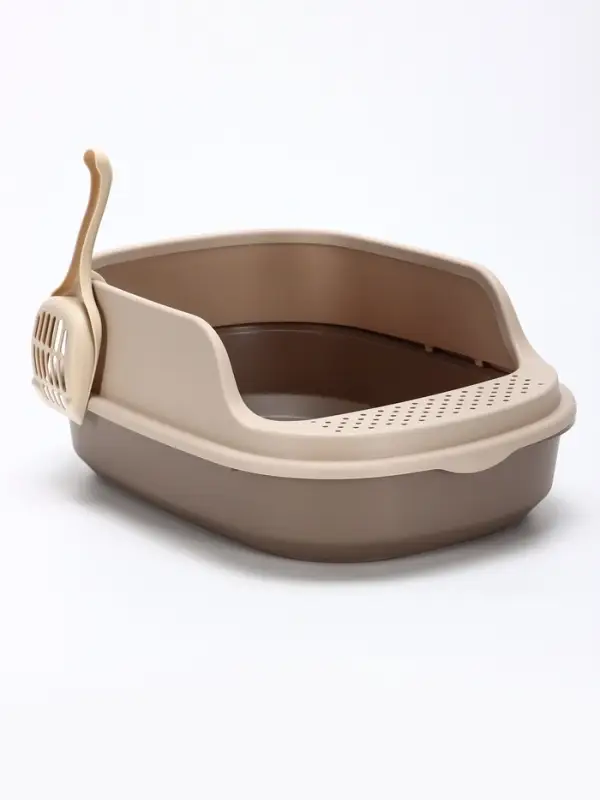 Лоток для кошек &laquo;Фур-Мур&raquo;, 48&times;35.5 см, с высоким бортом, с совком, покрытие софт-тач, цвет капучино