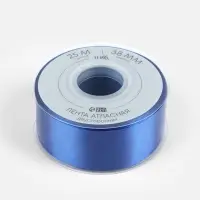 Лента атласная TEIRA, двухсторонняя, 38 мм, 25&plusmn;1 м, синяя №0329