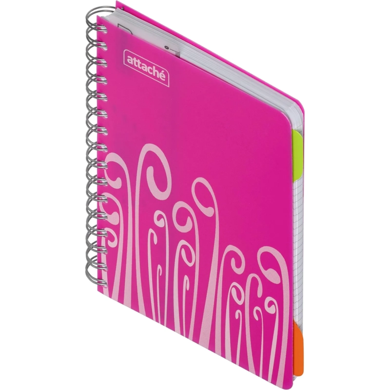 Бизнес-тетрадь А5,140 л,пласт обл, с разд,спир,ATTACHE FANTASY,розов