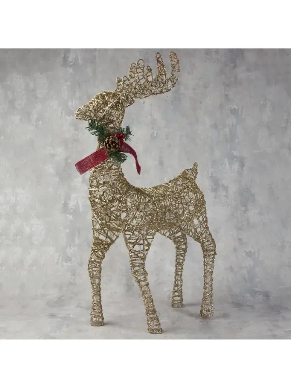 Светодиодная фигура &laquo;Олень золотистый&raquo; 50&times;85&times;18 см, металл, 220 В, свечение тёплое белое