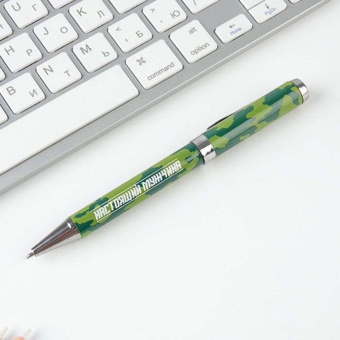 Ручка подарочная в открытке «Настоящему герою. 23 февраля», металл, синяя паста Ручка подарочная в открытке «Настоящему герою. 23 февраля», металл, синяя паста