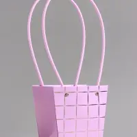 Сумка переноска для цветов, лиловая влагостойкая, с тиснением, 13&times;9.5&times;13&plusmn;5% см