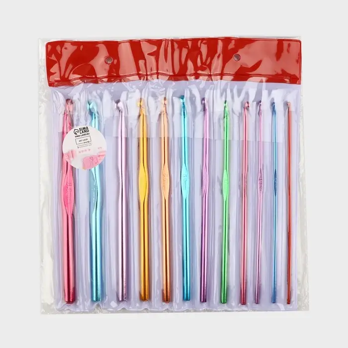 Набор крючков для вязания, d=2-8 мм, 14.5 см, 12 шт., разноцветный