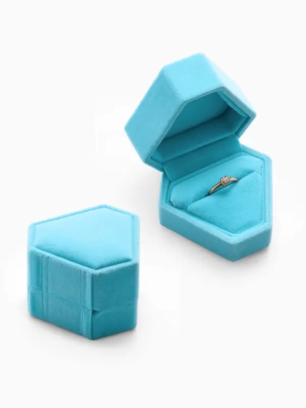 Футляр под серьги, кольцо &laquo;Кристалл&raquo;, бархатный, 6.5&times;6 см, голубой