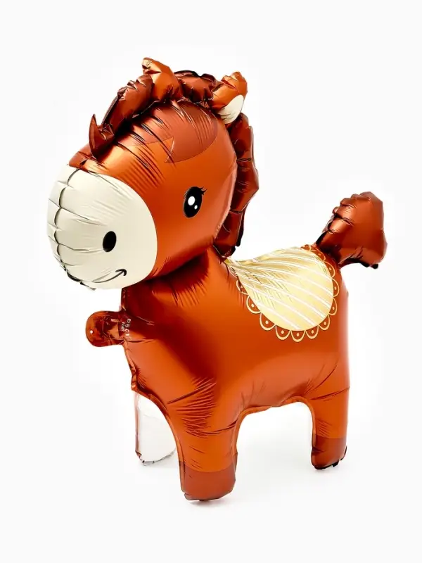 Воздушный шар фольгированный 3D 25" "Лошадка" цвет коричневый, под воздух