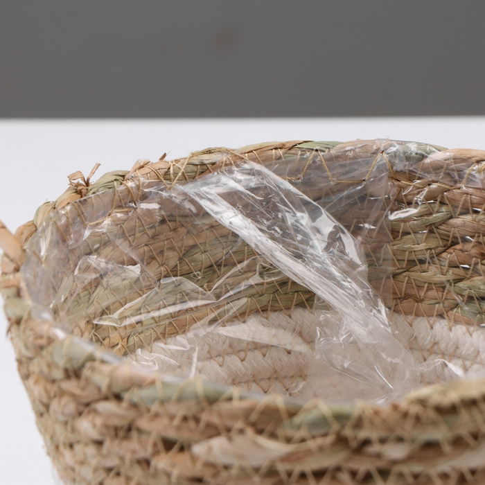 Кашпо плетеное  Кашпо плетеное "Танзания", 15,5х15,5х13,5 см, натуральный, белый