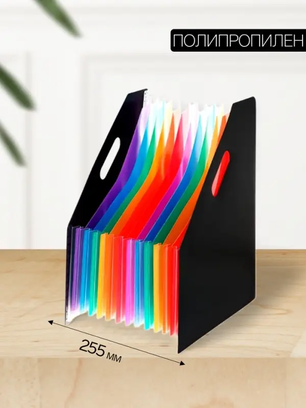 Лоток для бумаг А4, вертикальный, пластиковый, 13 отделений, чёрный