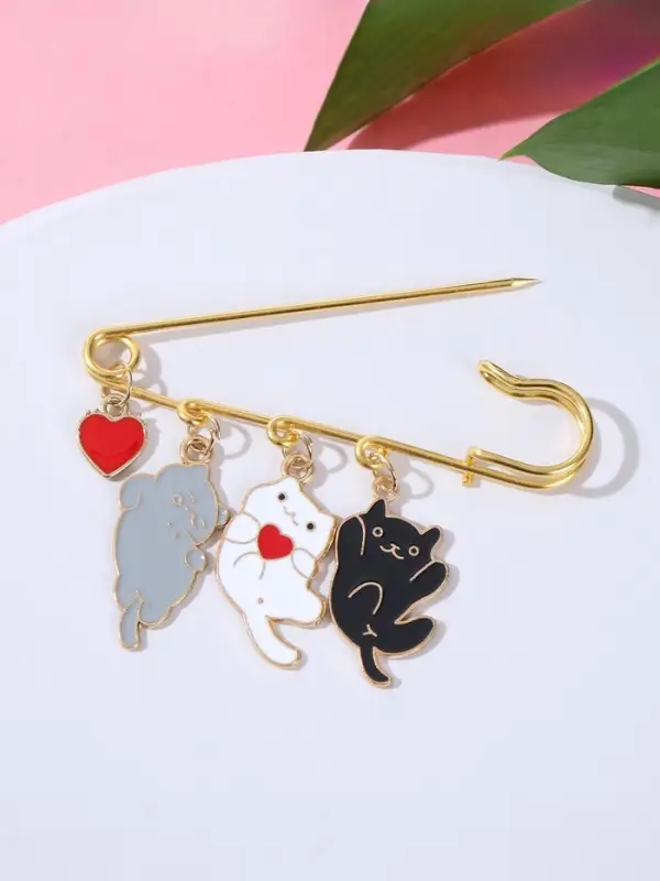 Булавка &laquo;Котята&raquo;, игривые, 7 см, цветная в золоте