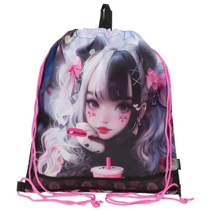 Мешок для обуви, 470х400 мм, deVENTE  Мешок для обуви, 470х400 мм, deVENTE " I Love Anime", вставка сетка, для девочки