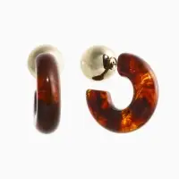 Серьги акрил &laquo;Полукольцо с бусиной №14&raquo;, коричневые в золоте