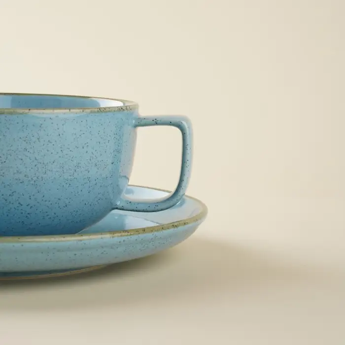 Чайная пара SL Home &laquo;Аззура&raquo;, 2 предмета: чашка 300 мл, блюдце d=16.7 см, фарфор, бирюзовая