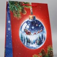 Пакет подарочный новогодний ламинированный, &laquo;Шар&raquo;, 26&times;12&times;32 см