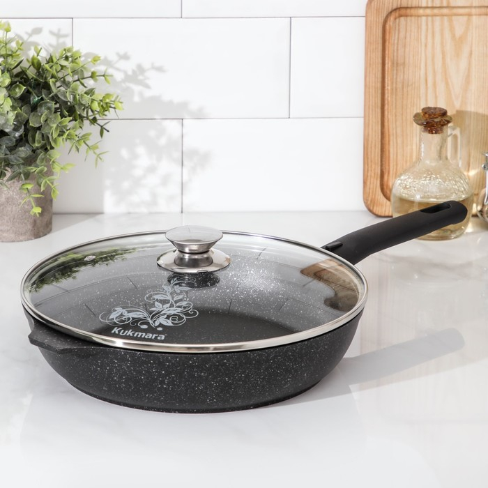 Сковорода, d=26 см, съёмная ручка, стеклянная крышка, антипригарное покрытие, цвет тёмный мрамор Сковорода, d=26 см, съёмная ручка, стеклянная крышка, антипригарное покрытие, цвет тёмный мрамор