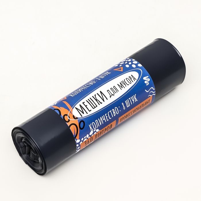 Мешки для мусора в рулоне  Мешки для мусора в рулоне "UpakLand" 360 л,черные, ПВД, толщина 40 мкм, 8 шт, 105 х 150 см