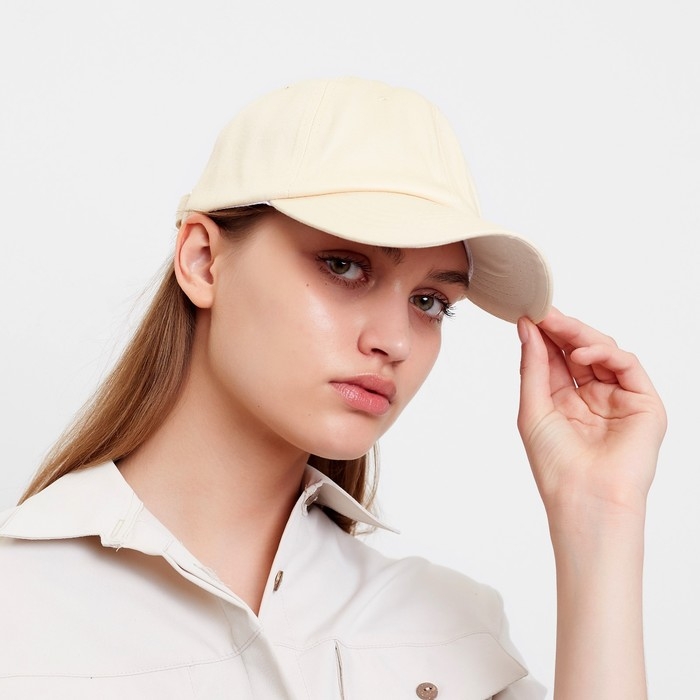 Кепка женская однотонная MINAKU цвет молочный, р-р 58 Кепка женская однотонная MINAKU цвет молочный, р-р 58