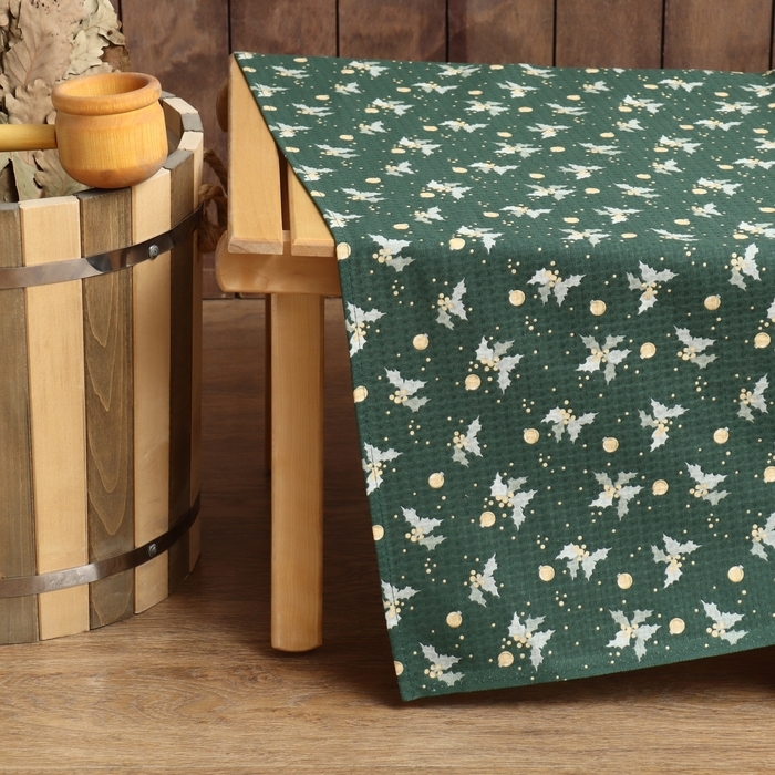 Простыня для бани Простыня для бани "Новогодние шары" 150х180 см, хлопок, ваф. полотно