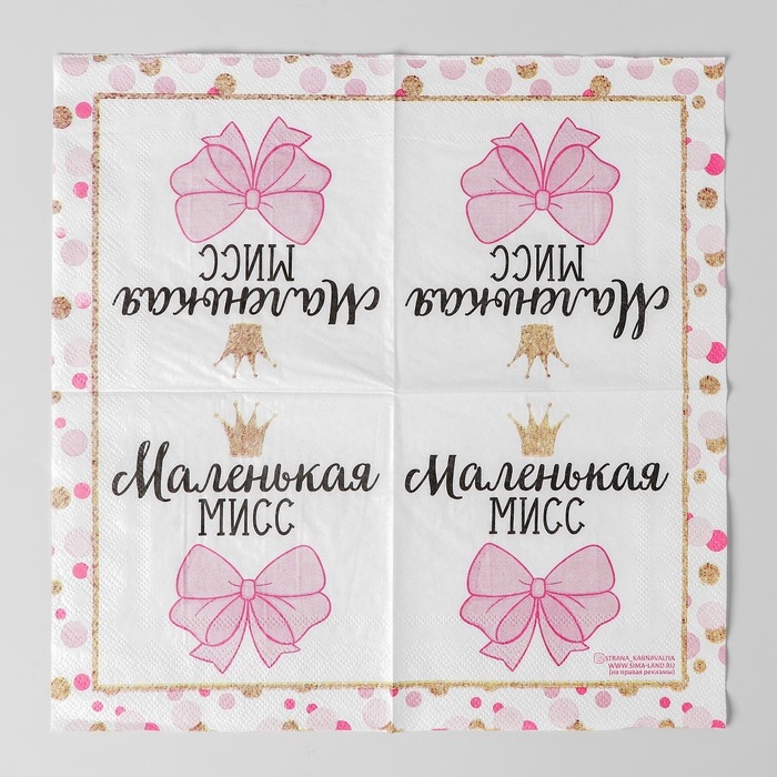 Cалфетки бумажные «Маленькая мисс», 25х25 см, набор 20 шт.