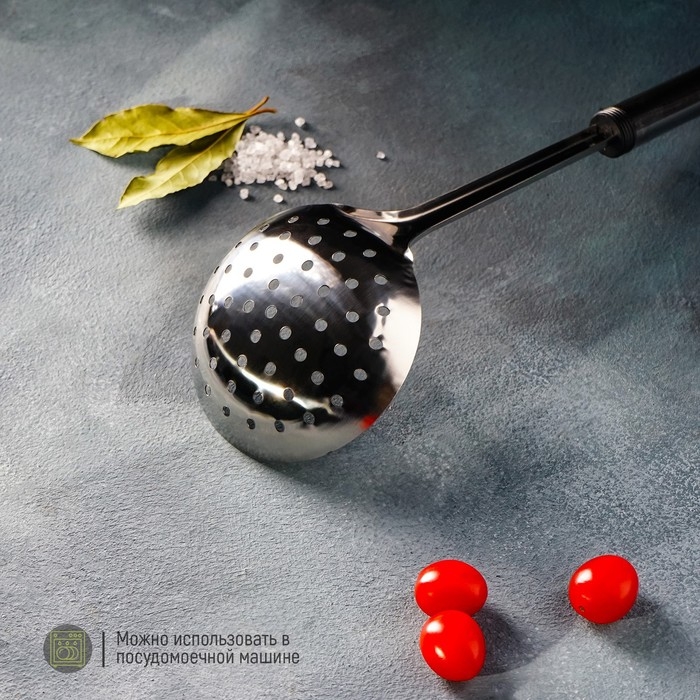 Шумовка из нержавеющей стали Доляна «Премиум», 32 см, цвет серебряный Шумовка из нержавеющей стали Доляна «Премиум», 32 см, цвет серебряный