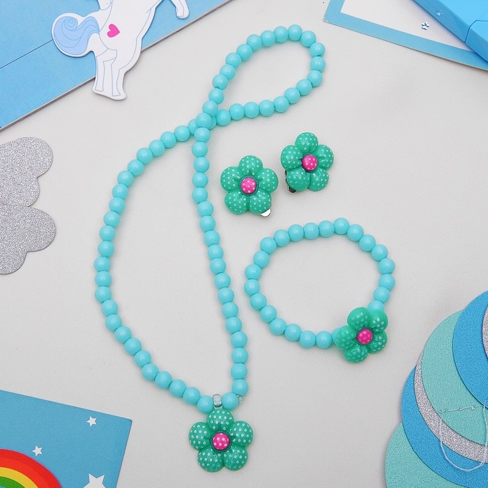 Набор детский «Выбражулька» 3 предмета: клипсы, кулон, браслет, цветок ромашки, цвета МИКС Набор детский «Выбражулька» 3 предмета: клипсы, кулон, браслет, цветок ромашки, цвета МИКС