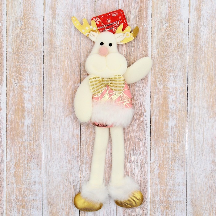 Мягкая подвеска Мягкая подвеска "Олень в блестящем костюмчике, длинные ножки" 8х23 см, розовый