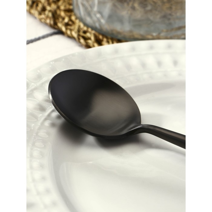 Ложка столовая из нержавеющей стали Magistro &laquo;Фолк&raquo;, длина 21 см, цвет чёрный