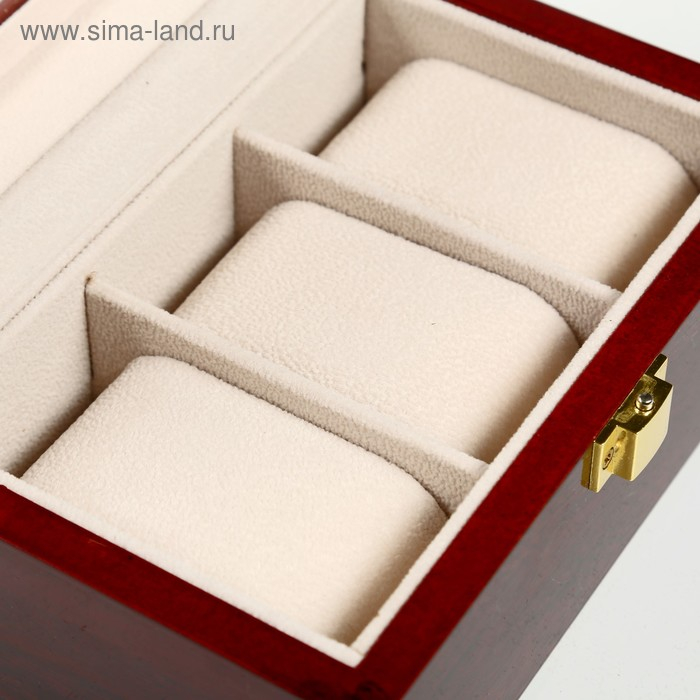 Шкатулка дерево под часы 3 отделения  Шкатулка дерево под часы 3 отделения "Красно-коричневая" лак 8х16,5х11 см