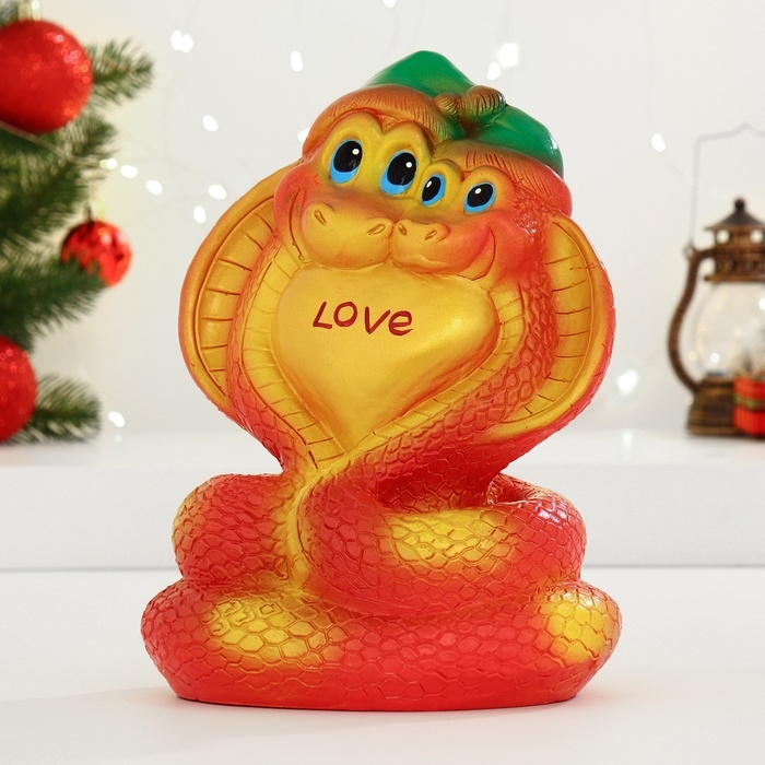 Новый год. Символ 2025. Копилка Новый год. Символ 2025. Копилка "Змеи с сердцем" красная, 24см