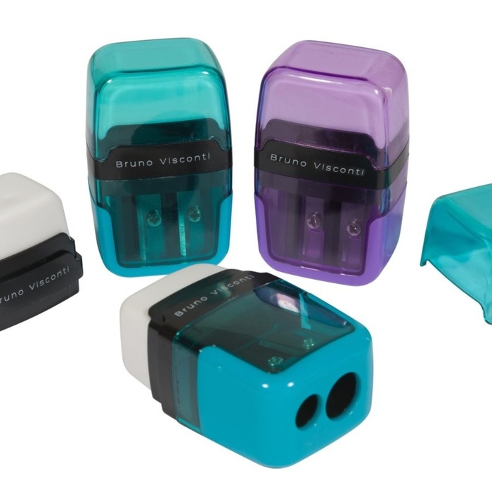 Точилка 2 отверстия с контейнером EASYSHARP, с ластиком, МИКС Точилка 2 отверстия с контейнером EASYSHARP, с ластиком, МИКС