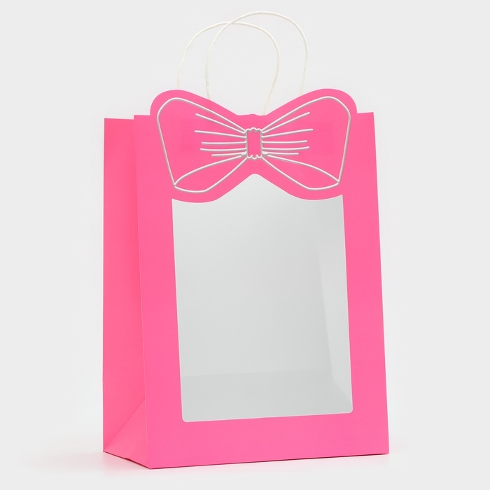 Пакет подарочный новогодний с окном Пакет подарочный новогодний с окном "Бант" 26 х 35 х 15 см.