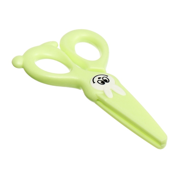 Ножницы 11,8см пластиковые ручки, закругленные концы лезвий, Зайчик зеленый CALLIGRATA Ножницы 11,8см пластиковые ручки, закругленные концы лезвий, Зайчик зеленый CALLIGRATA