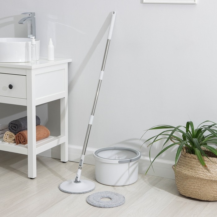 Швабра с отжимом и ведро, насадка из микрофибры, компактный Швабра с отжимом и ведро, насадка из микрофибры, компактный