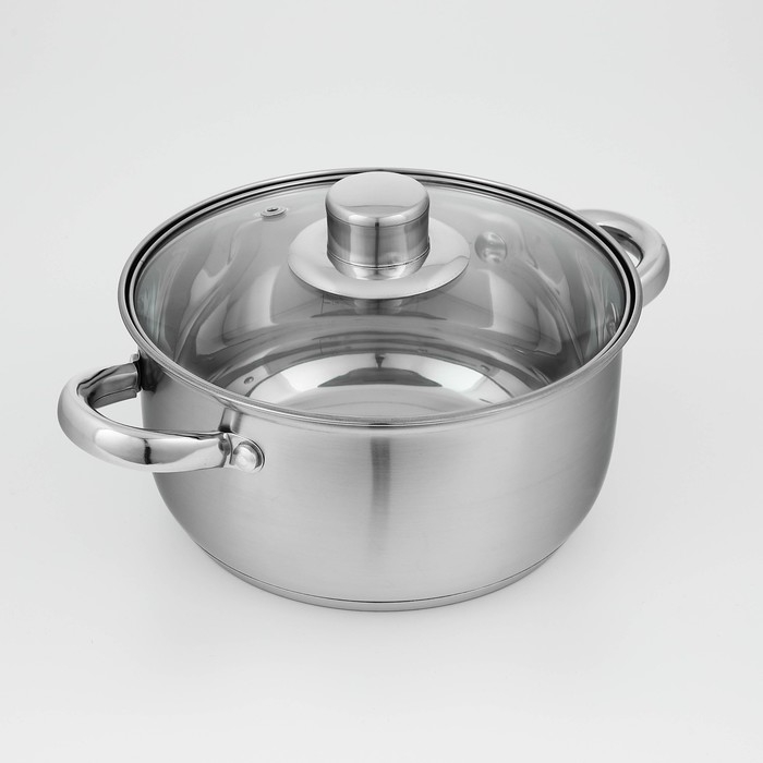 Кастрюля из нержавеющей стали Доляна «Гретте», 2,3 л, d=18 см, с крышкой, капсульное дно, индукция Кастрюля из нержавеющей стали Доляна «Гретте», 2,3 л, d=18 см, с крышкой, капсульное дно, индукция