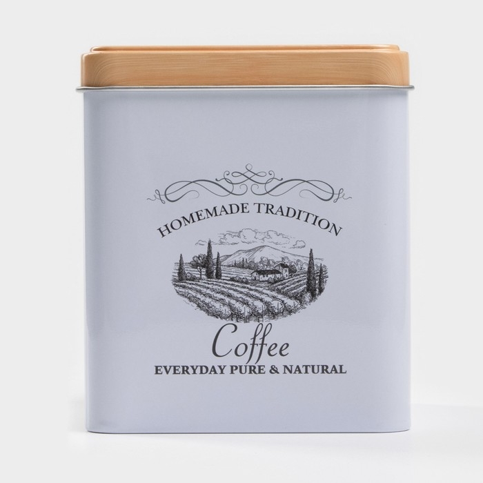 Банка для кофе &laquo;Дом и поле&raquo;, 1,2л, 12&times;10 см, цвет белый