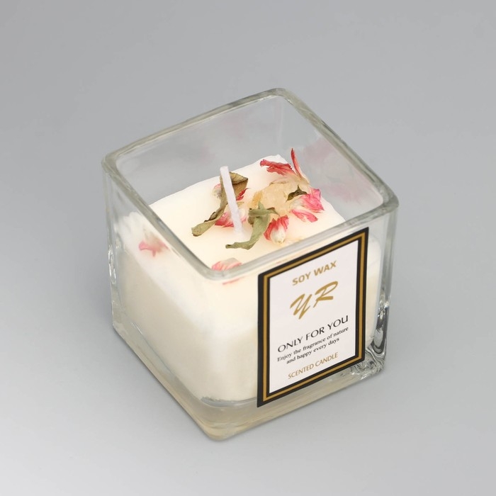 Свеча ароматическая в стакане  Свеча ароматическая в стакане "Soy Wax", морская соль и шалфей