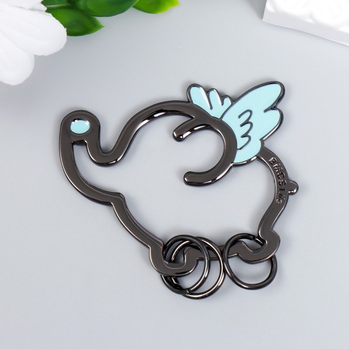 Брелок-ключница металл Брелок-ключница металл "Слонёнок с крылышками" эмаль 4,5х5,5 см