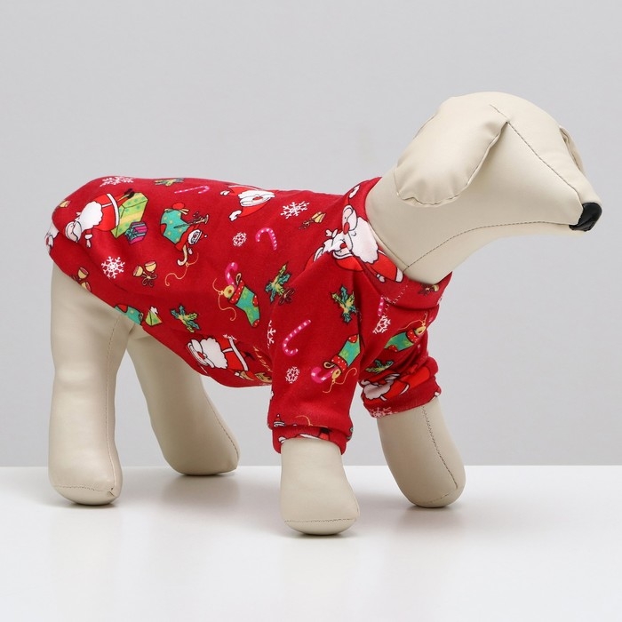 Новый год. Кофта новогодняя для животных  Новый год. Кофта новогодняя для животных "Подарки", размер M, красный (ДС 30, ОШ 26, ОГ 38 см)