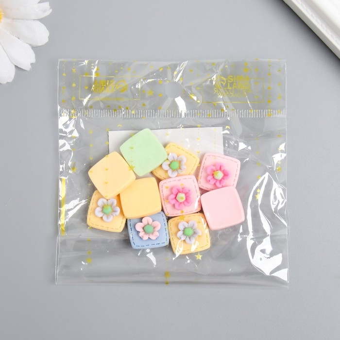 Декор для творчества пластик Декор для творчества пластик "Цветочек в квадратике" набор 10 шт