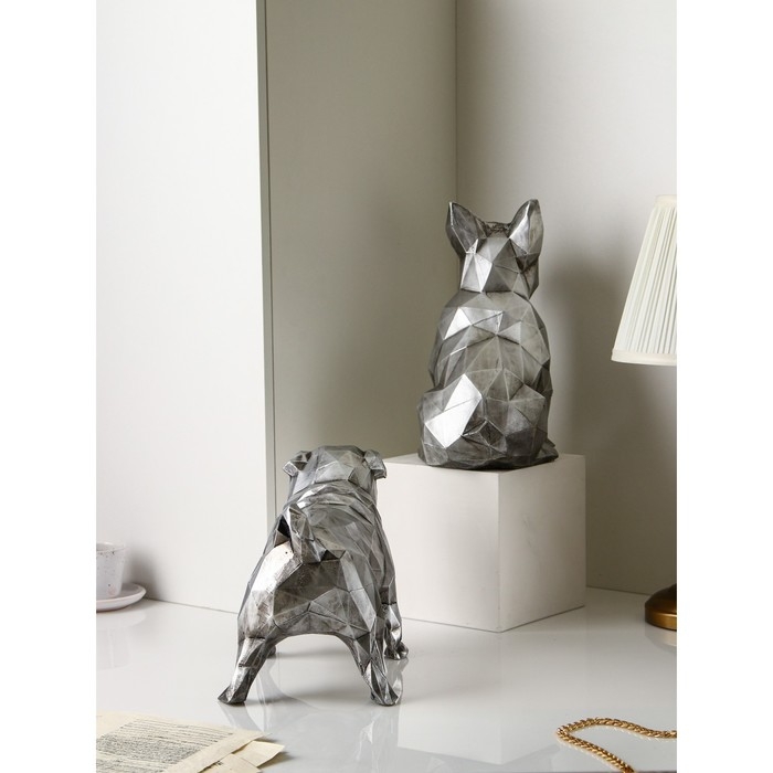 Набор фигур «Бульдог», геометрия, полистоун, 34 см, цвет серебро Набор фигур «Бульдог», геометрия, полистоун, 34 см, цвет серебро
