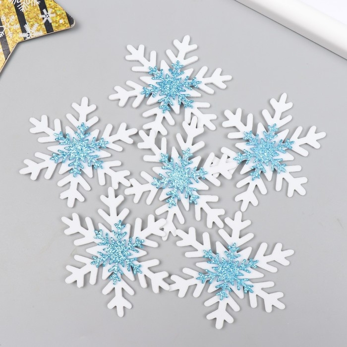 Заготовка из фоамирана Заготовка из фоамирана "Снежинки" 6 см, набор 6 шт, бело-голубые
