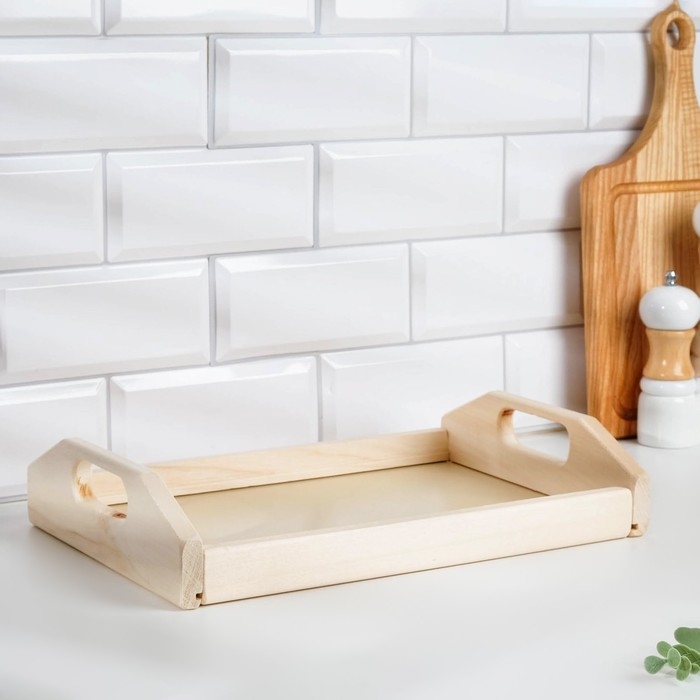 Поднос деревянный Поднос деревянный "Дачный", МАССИВ, 23×35×6,5 см