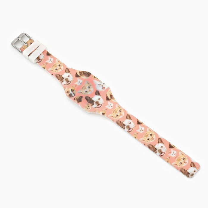 Часы наручные электронные, детские, Часы наручные электронные, детские, "Зверята", ремешок l-23.5 см