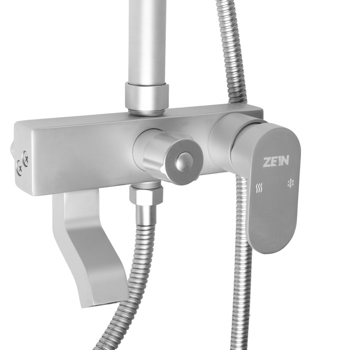 Душевая система ZEIN Z3868, смеситель, тропическая и ручная лейка, алюминий, матовая Душевая система ZEIN Z3868, смеситель, тропическая и ручная лейка, алюминий, матовая