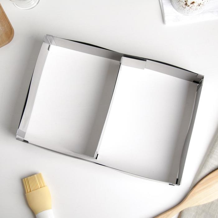 Форма для выкладки и выпечки с регулировкой размера, 18,5&times;28 - 34&times;54 см, высота 5 см, цвет серебристый