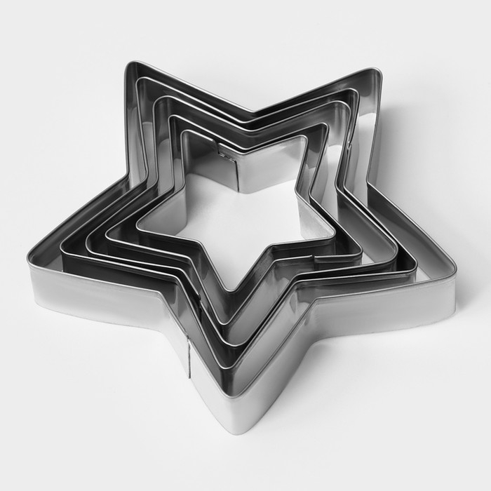 Набор форм для печенья новогодний Доляна «Звёздочка», 5 шт, цвет серебристый Набор форм для печенья новогодний Доляна «Звёздочка», 5 шт, цвет серебристый
