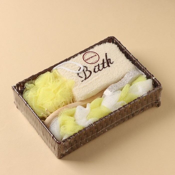 Набор банный Доляна, 5 предметов (3 мочалки, расческа, пемза), цвет МИКС Набор банный Доляна, 5 предметов (3 мочалки, расческа, пемза), цвет МИКС