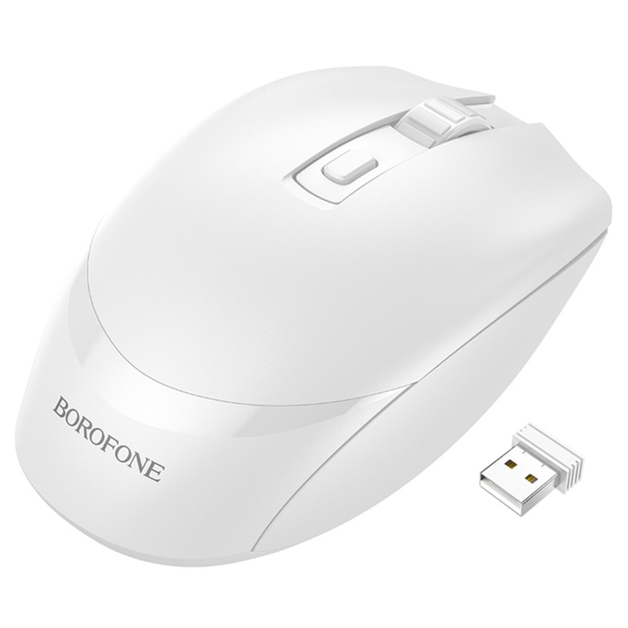 Мышь Borofone BG7, беспроводная, оптическая, 1600 dpi, белая Мышь Borofone BG7, беспроводная, оптическая, 1600 dpi, белая