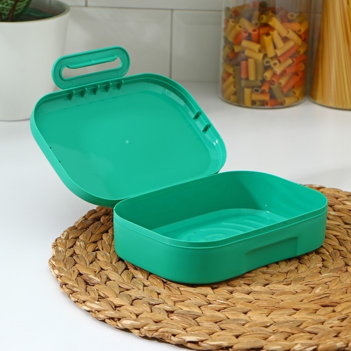 Ланч-бокс с декором, 980 мл, 18×13×5 см, цвет зелёный Ланч-бокс с декором, 980 мл, 18×13×5 см, цвет зелёный