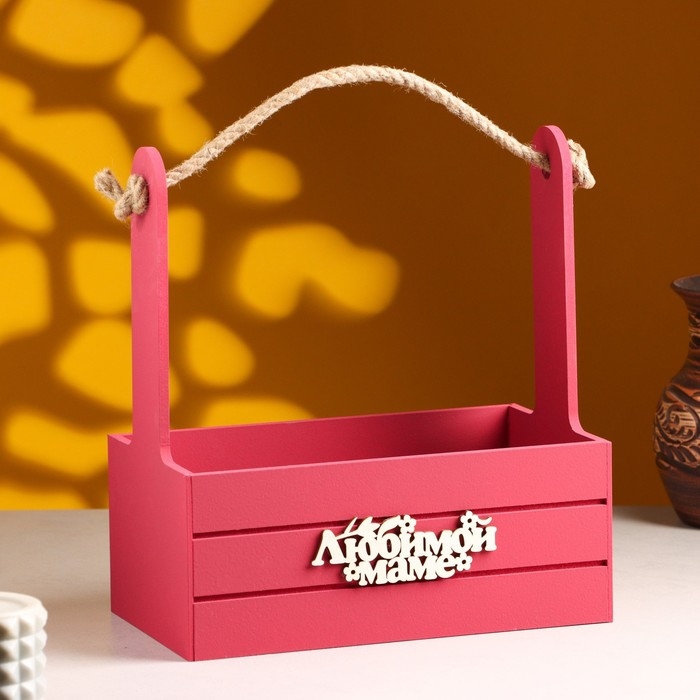 Ящик - кашпо деревянный 25х15х30  Ящик - кашпо деревянный 25х15х30 "Любимой Маме" Бордо