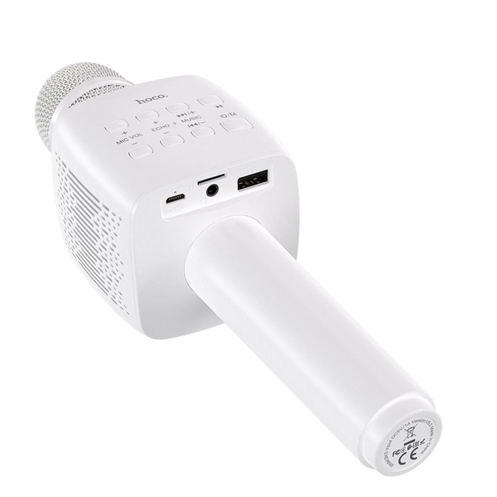 Микрофон для караоке Hoco BK5, 5 Вт, 1200 мАч, BT5.0, microSD, USB, коррекция голоса, белый Микрофон для караоке Hoco BK5, 5 Вт, 1200 мАч, BT5.0, microSD, USB, коррекция голоса, белый